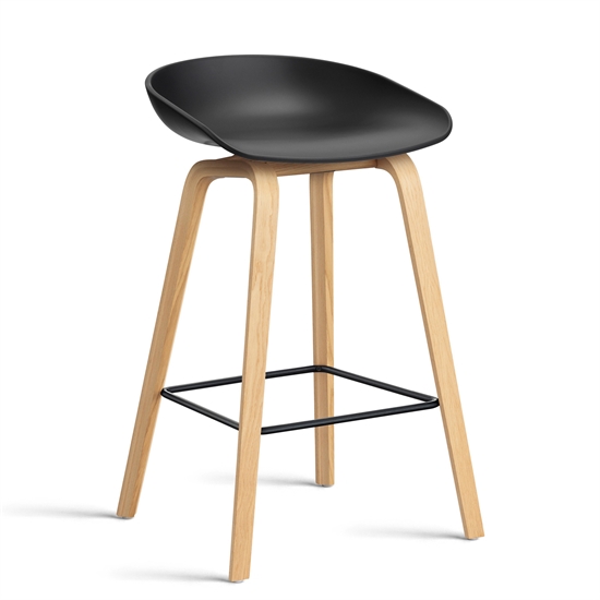 HAY - About a Stool 32 barstol låg - svart/ekben 