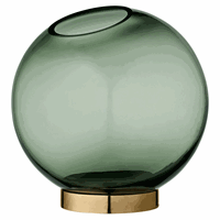 AYTM - Globe vas på fot - medium - grön/mässing