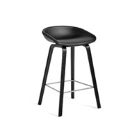 HAY - About a Stool 32 barstol låg - svart/svartbetsad ask/fotstöd i stål 