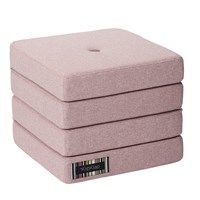 by KlipKlap - KK 4-lags vikbar madrass - rosa med rosa knapp