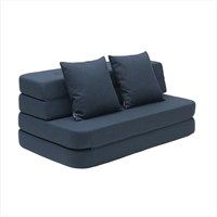 by KlipKlap - KK 3-lags utvikbar soffa XL (140 cm) - mörkblå med svarta knappar