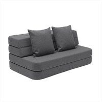 by KlipKlap -  KK 3-lags utvikbar soffa (120 cm) - blågrå med grå knappar 