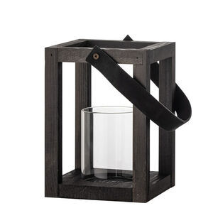 Bloomingville - Lyra Lantern m/Glas, Svart, Furu