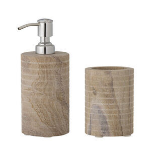 Bloomingville - Ciro Soap Dispenser Set, Naturlig, Sandsten