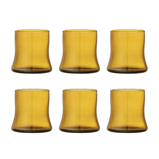 Bloomingville - Florentinskt dricksglas, flerpack, brunt, återvunnet glas