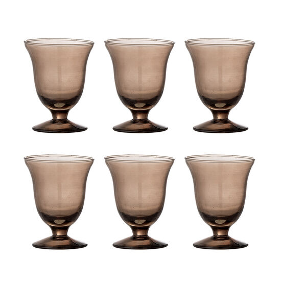 Bloomingville - Florentinskt vinglas, flerpack, brunt, återvunnet glas