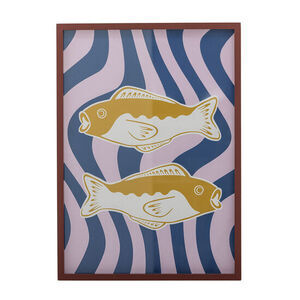 Bloomingville - Remy-illustration med ram, rosa, tall