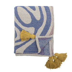 Bloomingville - Arlie Rutig, Blå, Återvunnen Bomull