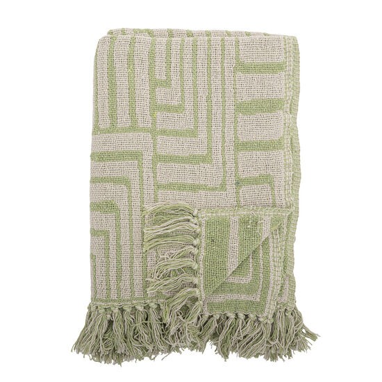 Creative Collection - Velva pläd, grön, återvunnen bomull