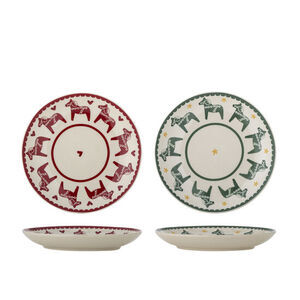 Bloomingville - Siffratallrik, flerfärgad, stengods