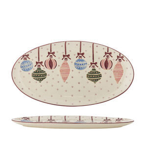 Bloomingville - Ornamentia Serveringsfat, Röd, Stengods