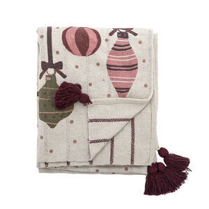 Bloomingville - Ornamentia-pläd, röd, återvunnen bomull