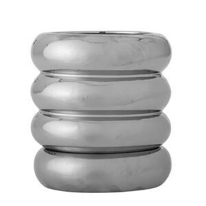 Bloomingville - Shine Blomkruka med fat, Silver, Stengods