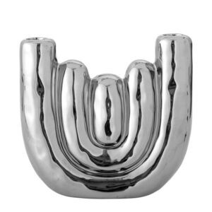 Bloomingville - Shine Ljusstake, Silver, Stengods