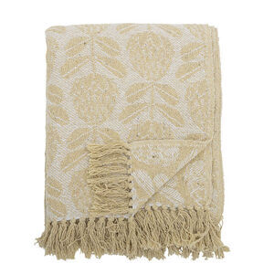 Bloomingville - Pratello-pläd, gul, återvunnen bomull