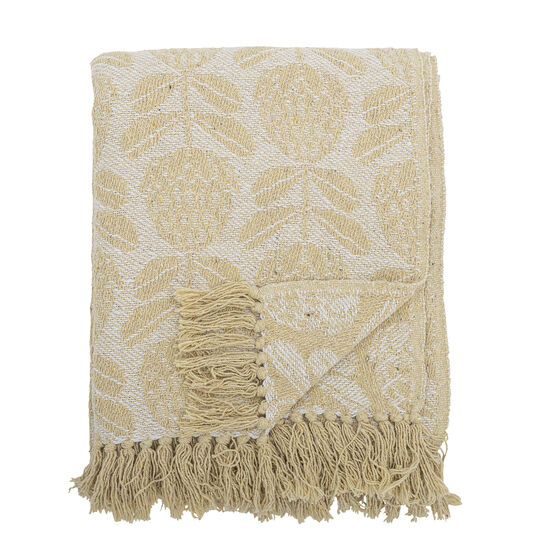 Bloomingville - Pratello-pläd, gul, återvunnen bomull