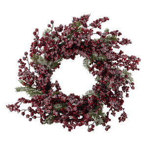 Bloomingville - Vinterbärskrans, röd, konstgjorda blommor