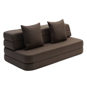 by KlipKlap - KK 3-lags vikbar soffa XL (140 cm) - multigrå med grå knappar