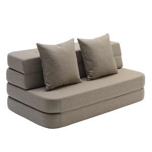 by KlipKlap - KK 3-lags vikbar soffa XL (140 cm) - multigrå med grå knappar