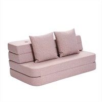by KlipKlap - KK 3-lags utvikbar soffa (120 cm) - rosa med rosa knappar 